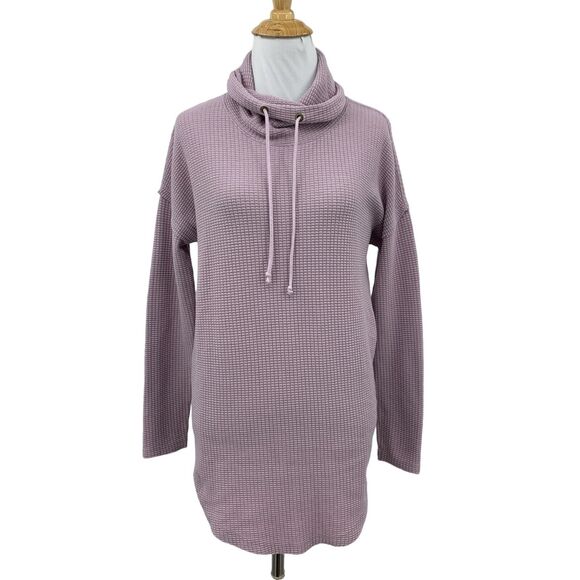 Lilla P Sweater Womens XS Dusty Lilac Waffle Knit Drop Cut Cowl Neck Pullover - Picture 1 of 12
